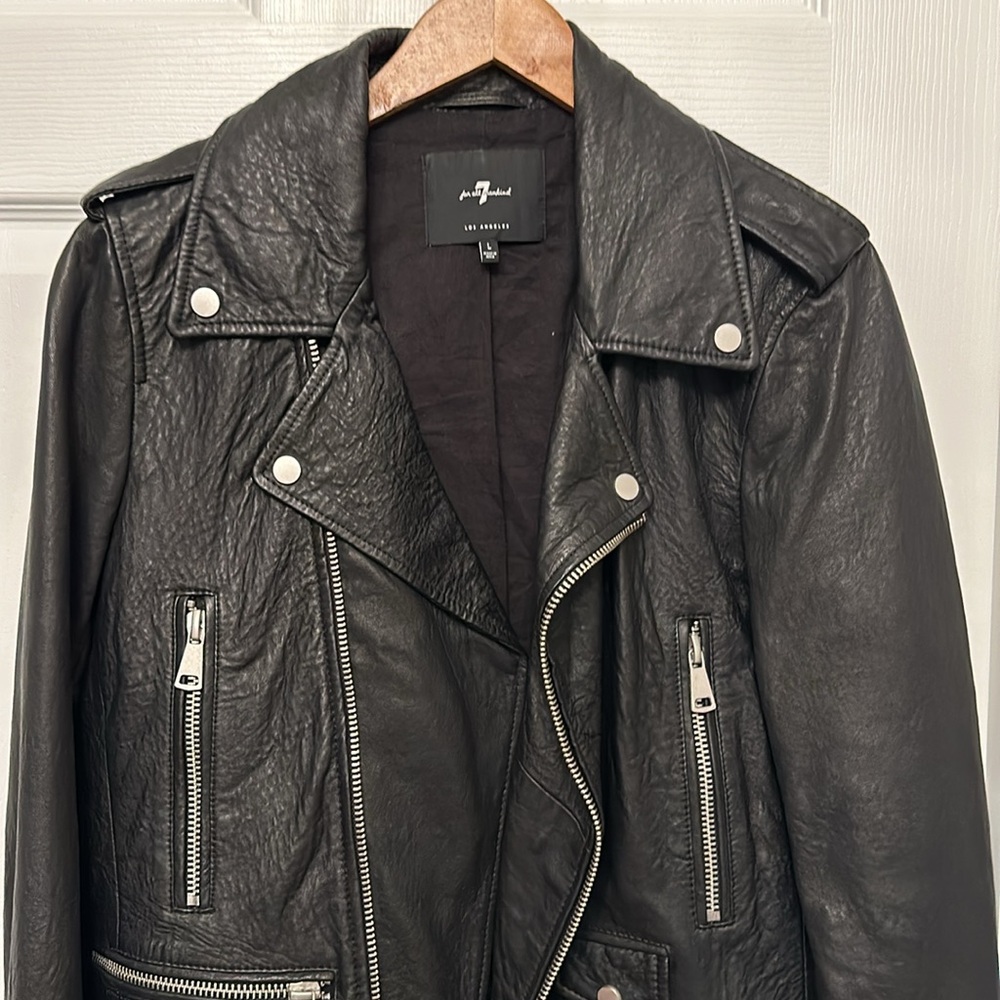 7 for all mankind leather moto jacket .